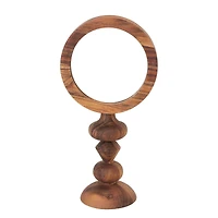Hello Honey® 8" x 16" Acacia Wood Table Mirror with Carved Wood Base