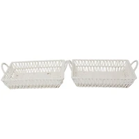 The Novogratz White Cotton Handmade Woven Storage Basket with Handles Set of 2 19", 18"