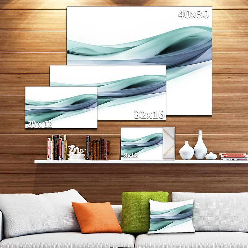 Designart - Fractal Lines Grey Blue