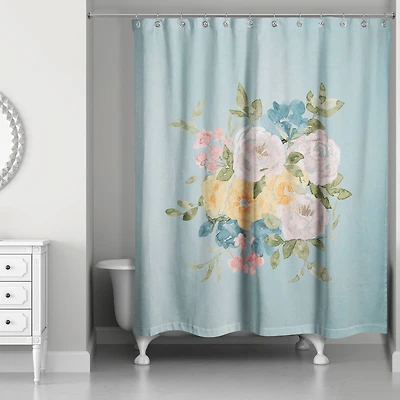 Flowers Colorful Watercolor 71" x 74" Shower Curtain