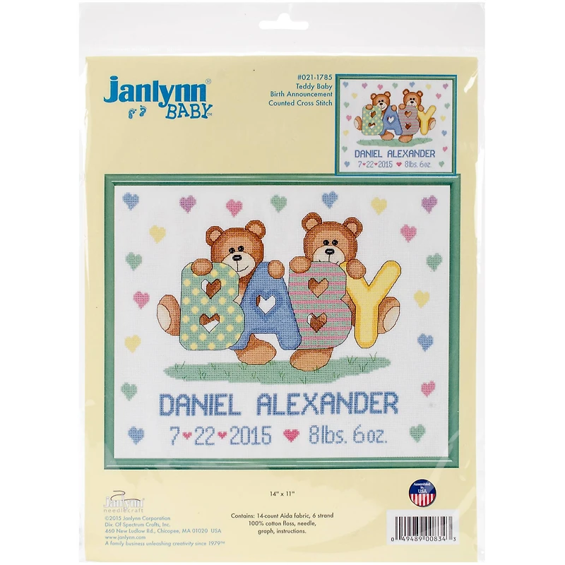 Janlynn® Teddy Bear Sampler Counted Cross Stitch Kit