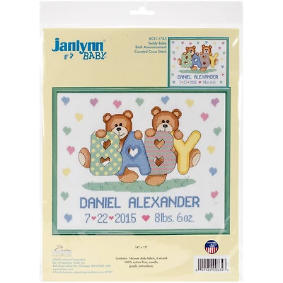 Janlynn® Teddy Bear Sampler Counted Cross Stitch Kit