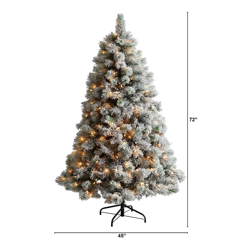 6ft. Pre-Lit Flocked Oregon Pine Artificial Christmas Tree, Clear Lights