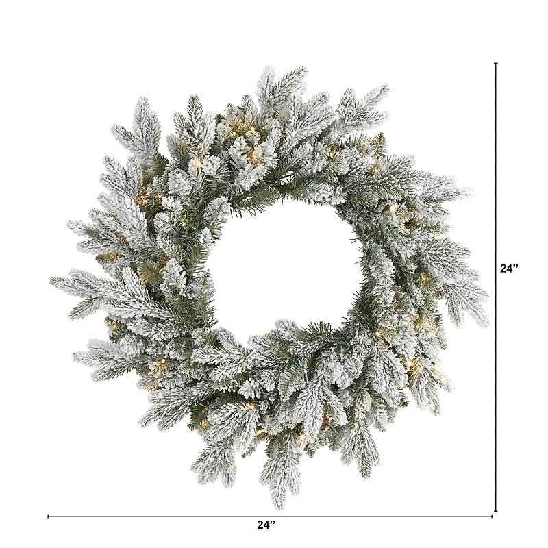 24" LED Flocked Artificial Christmas Wreath