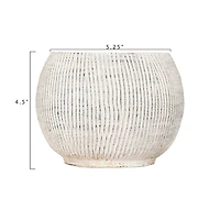 Hello Honey® 5" Distressed Cream Fluted Texture Terra Cotta Planter