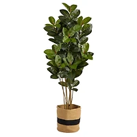 5.5ft. Oak Artificial Tree in Handmade Natural Cotton Planter UV Resistant (Indoor/Outdoor)