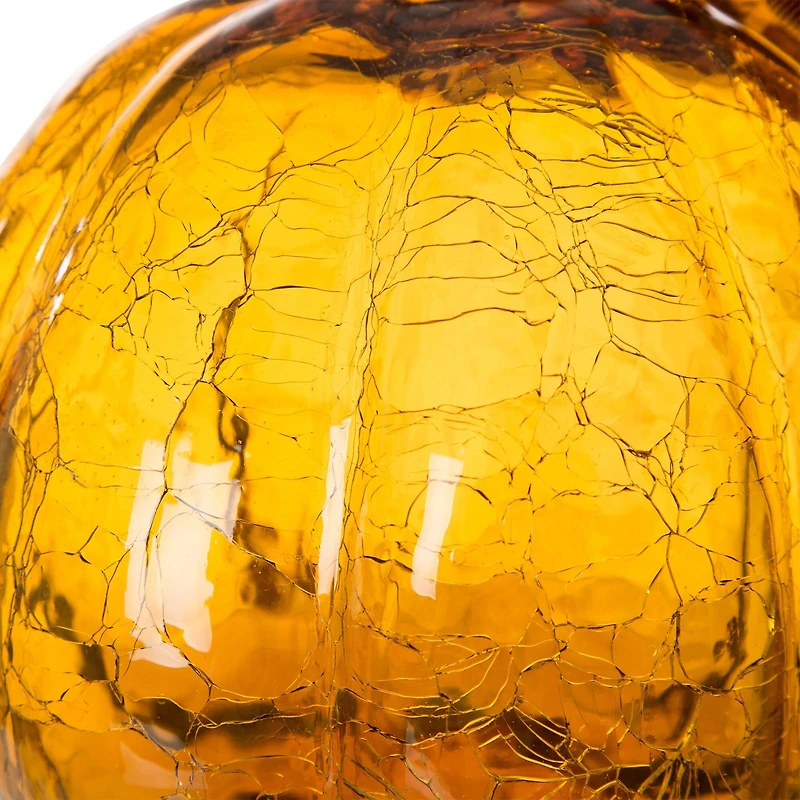 Glitzhome® Amber Crackle Glass Pumpkin Set
