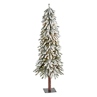 5ft. Pre-Lit Flocked Grand Alpine Artificial Christmas Tree, Clear LED Lights
