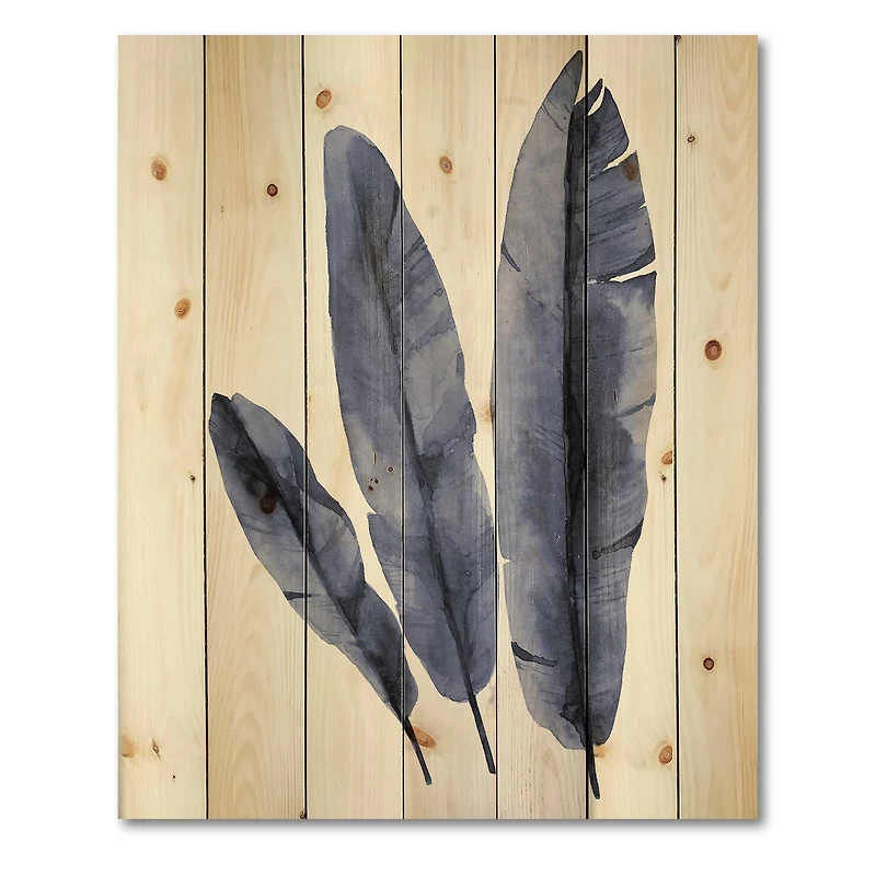 Designart - Navy Blue Tropical Banana Leaves
