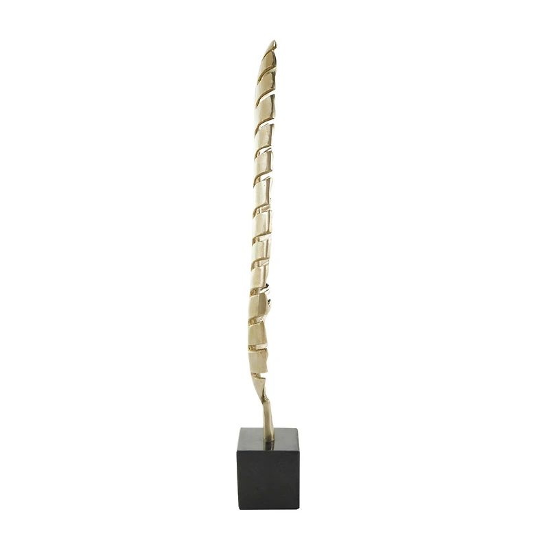 30.5" Gold Aluminum Leaf Standing Sculpture with Black Marble Base