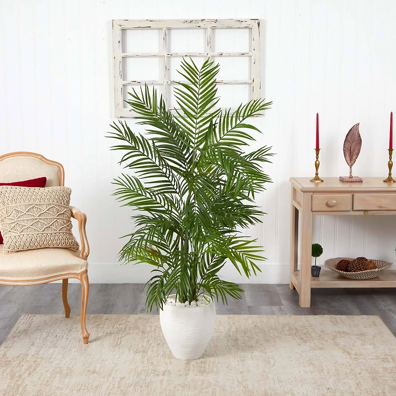 5ft. Areca Palm Artificial Tree in White Planter