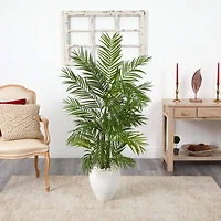 5ft. Areca Palm Artificial Tree in White Planter