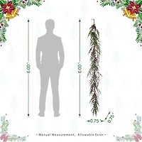Glitzhome® 6ft Christmas Greenery Eucalyptus Garland with Red Berries, 2ct.