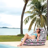 49" Pink & Black Inflatable Poolside Flamingo Lounge Chair