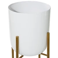 CosmoLiving by Cosmopolitan Set of 2 White Metal Contemporary Planter, 39", 46"