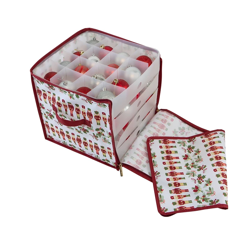 Laura Ashley Nutcracker Print Stackable Christmas Ornament Storage Box