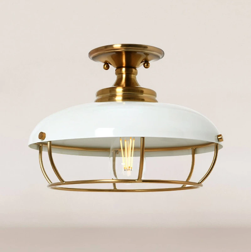 Hello Honey® 13" Wide Caged Dome Metal Semi-Flush Mount Ceiling Light
