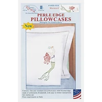 Jack Dempsey Stamped Embroidery Mermaid Perle Pillowcase Set