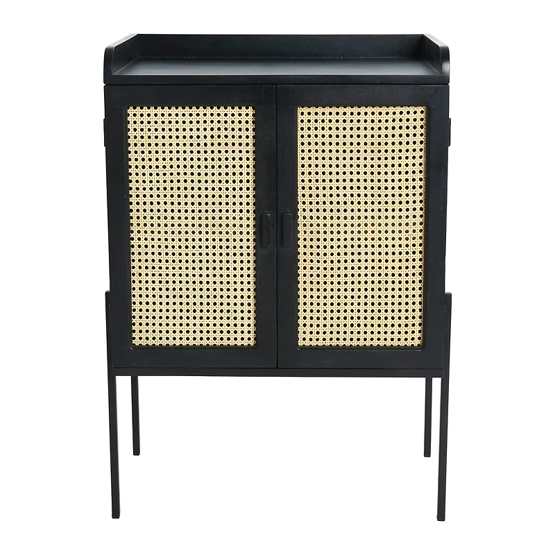 Hello Honey® 3ft. Black Bar Cabinet with Natural Woven Cane Details