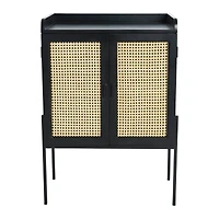 Hello Honey® 3ft. Black Bar Cabinet with Natural Woven Cane Details