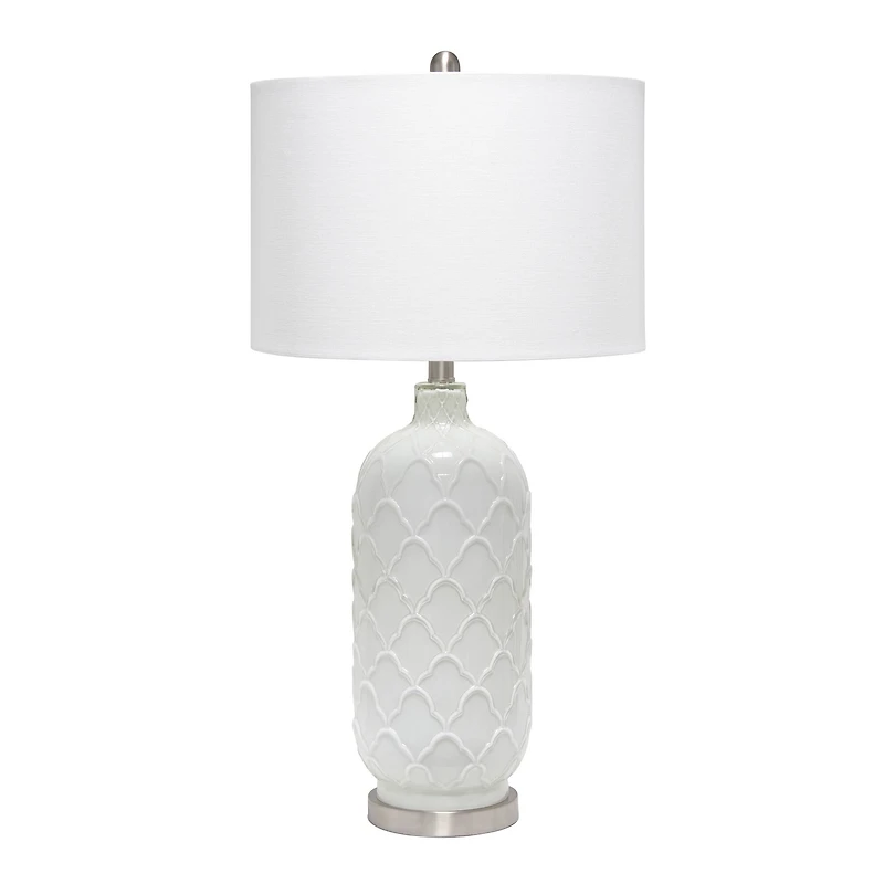 Lalia Home 30" Argyle Classic White Table Lamp with Fabric Shade