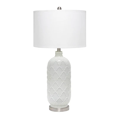 Lalia Home 30" Argyle Classic White Table Lamp with Fabric Shade