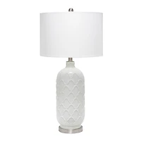 Lalia Home 30" Argyle Classic White Table Lamp with Fabric Shade
