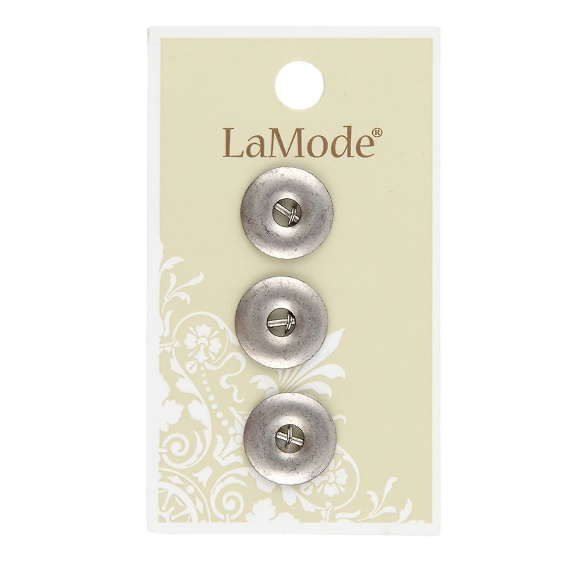LaMode 5/8" Pewter 2-Hole Buttons, 3ct.