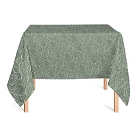 58" Sage Lined Leaves Tablecloth