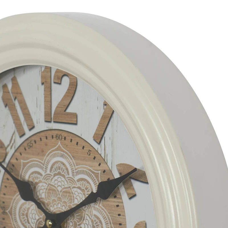 White Metal Farmhouse Wall Clock, 14" x 14" x 3"