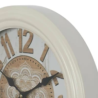 White Metal Farmhouse Wall Clock, 14" x 14" x 3"