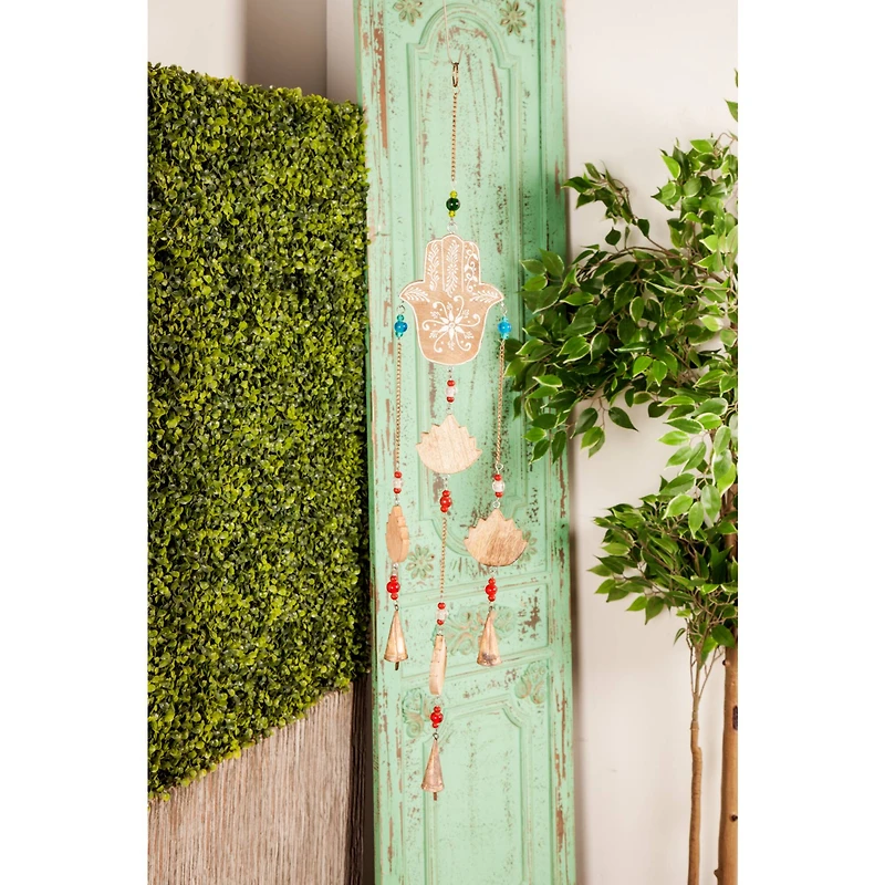 Brown Mango Wood Eclectic Style Windchime, 5" x 32"