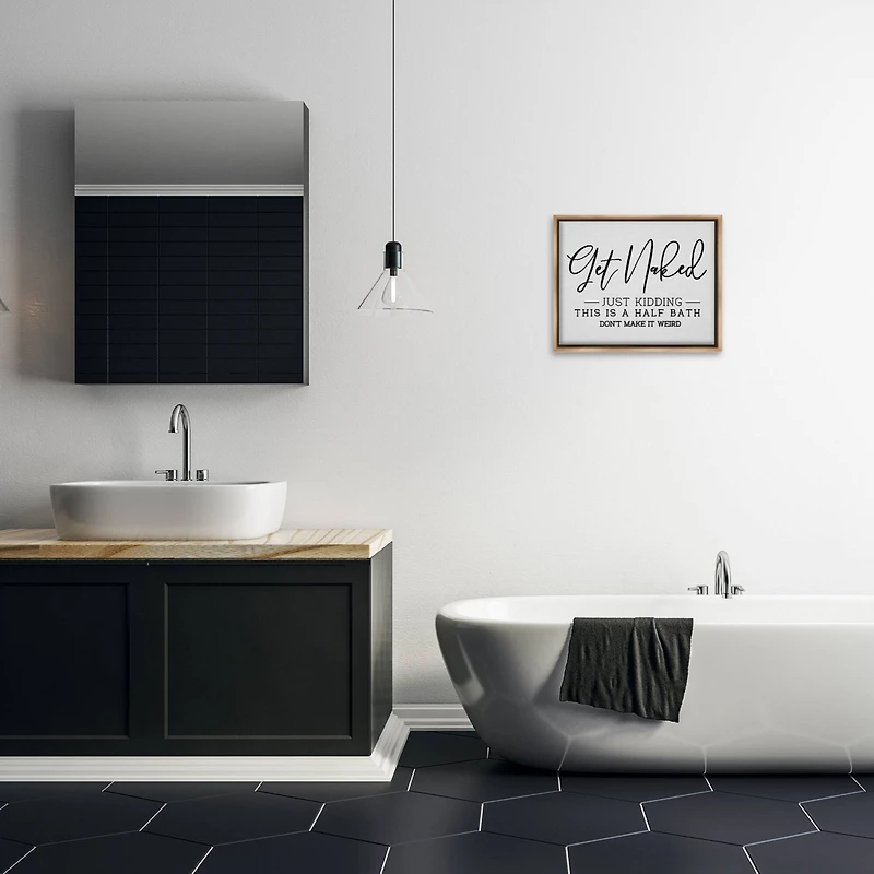 Stupell Industries Get Naked Funny Bathroom Floater Framed Art