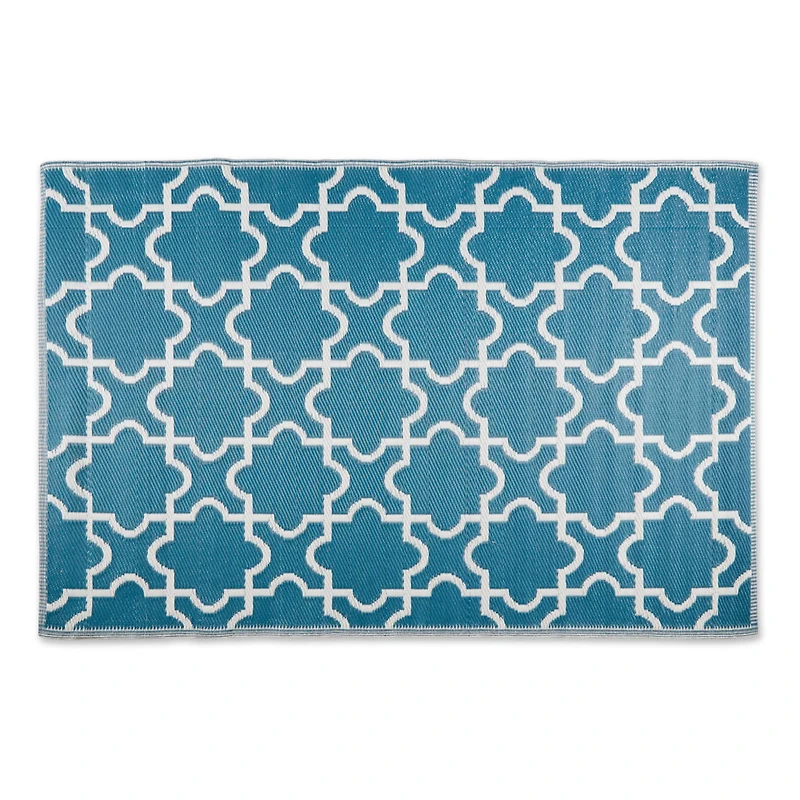 DII® Storm Blue & White Lattice Outdoor Rug, 4ft. x 6ft.