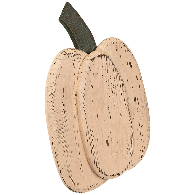 14.5" White Wooden Thanksgiving Pumpkin with Stem