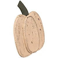 14.5" White Wooden Thanksgiving Pumpkin with Stem