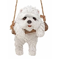 Design Toscano 8" White Maltese Puppy on a Perch Hanging Dog Sculpture