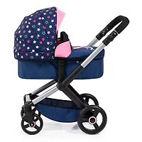 Bayer Design Xeo Blue & Pink Stars Doll Pram & Shoulder Bag Set
