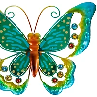 12" Green Metal Butterfly Outdoor Garden Wall Hanging