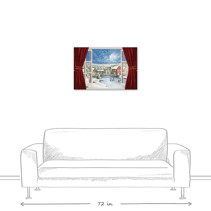 Christmas Window Scene Canvas Wall Art