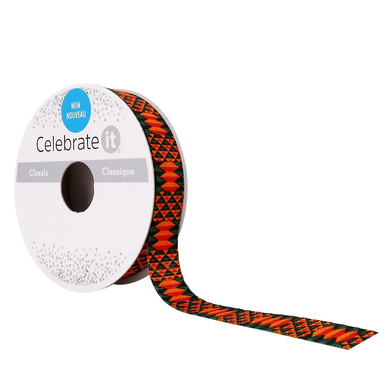 5/8" x 7yd. Faux Linen Geometric Ribbon by Celebrate It™