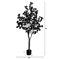 5ft. Pre-Lit Artificial Halloween Black Eucalyptus Tree with 220 Orange & Purple LED Lights