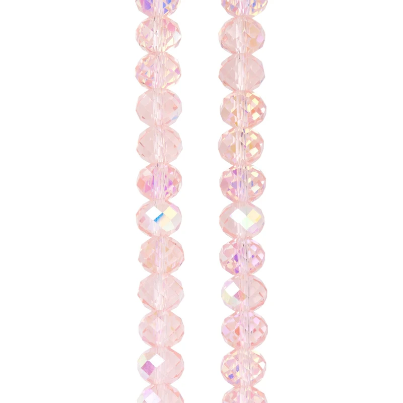 Aurora Borealis Pink Glass Faceted Rondelle Beads, 10mm by Bead Landing™