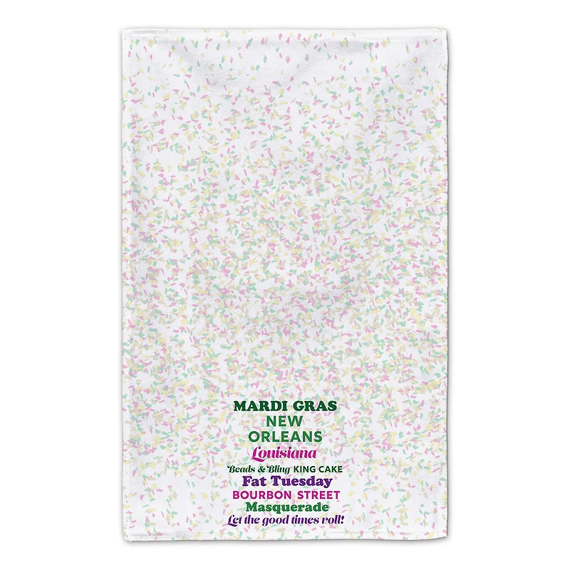 Mardi Gras Confetti Phrases Tea Towel Set