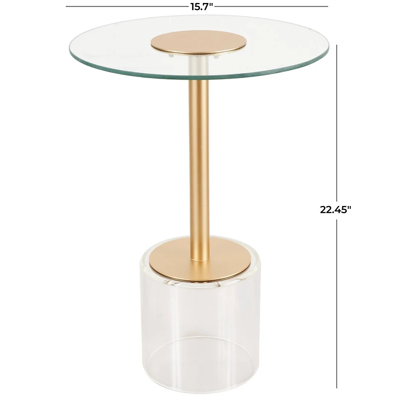 22.5" Clear Acrylic Accent Table with Elevated Base & Gold Stand