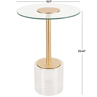 22.5" Clear Acrylic Accent Table with Elevated Base & Gold Stand