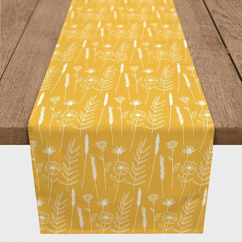Golden Wheat Flower 16" x 72" Cotton Twill Runner