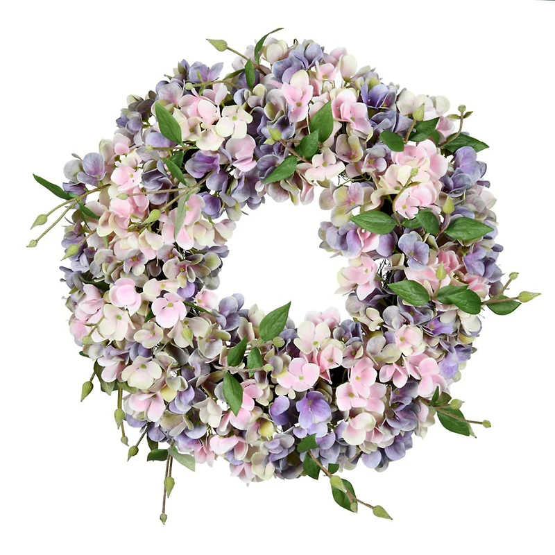 18" Blue & Pink Hydrangea Wreath