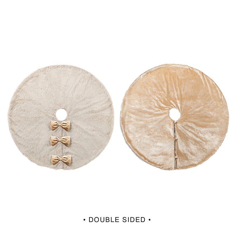 Glitzhome® 48"D Reversible Faux Fox Fur Christmas Tree Skirt