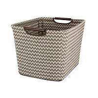 Household Essentials Storage Bin with Wood Handles (Medium, Chevron)